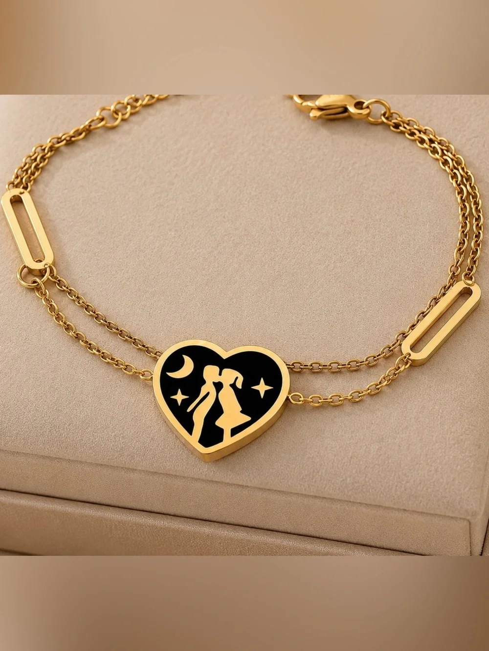 Schoolyard Crush~ Little Lovers First Kiss Puppy Love Child Romance Heart Bangle